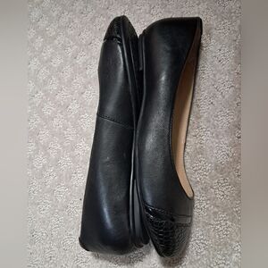 NWOT Lands' End Ballet Flats 7.5 with Textured Toe Black Shoes